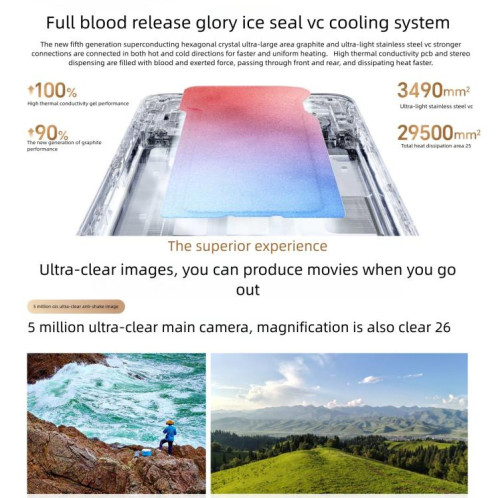 Honor X70, 12 Go + 512 Go, écran 6,79 pouces, MagicOS 9.0, Snapdragon 6 Gen 4 Octa Core, réseau : 5G, OTG, NFC, compatible Google Play (cyan) SH33QC1192-016